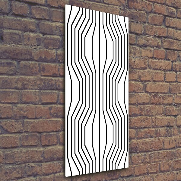 Cuadro de cristal moderno efecto brillo vertical líneas geométricas