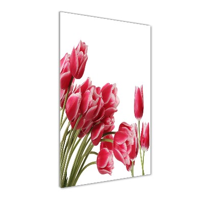 Fotocuadro de cristal elegante para hogar vertical tulipanes rojos