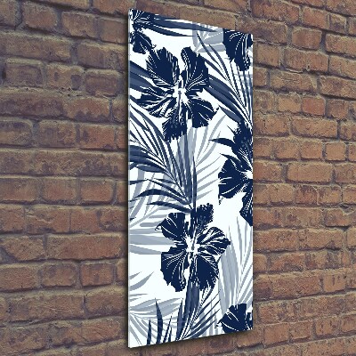 Cuadro de vidrio templado 4mm para pared vertical flores tropicales