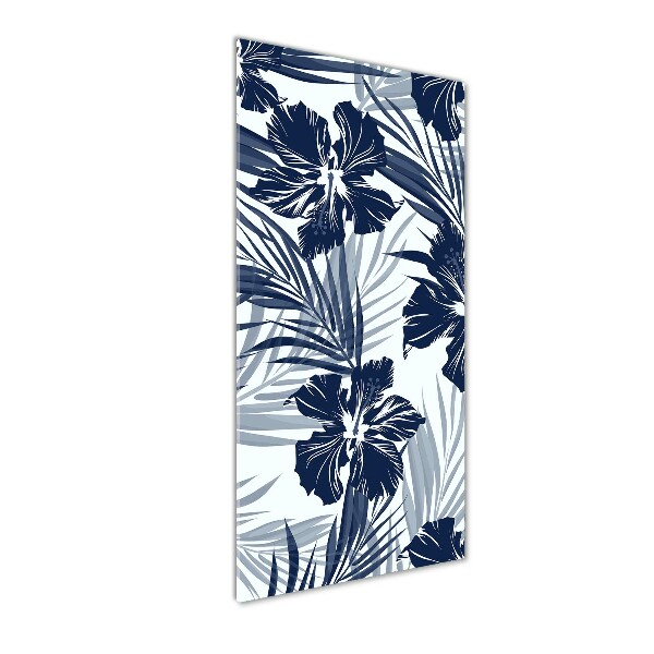 Cuadro de vidrio templado 4mm para pared vertical flores tropicales