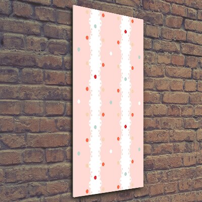 Cuadro decorativo en cristal con canto pulido vertical Fondo de puntos de colores