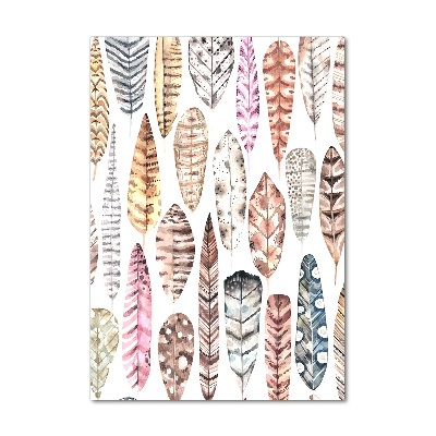 Cuadro de vidrio templado 4mm para pared vertical Plumas de colores