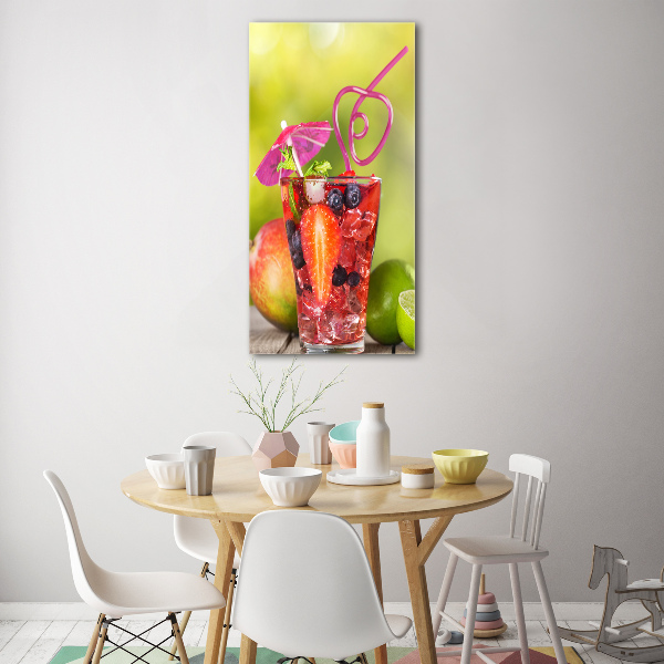 Cuadro de cristal moderno efecto brillo vertical Cóctel de frutas
