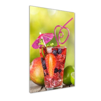 Cuadro de cristal moderno efecto brillo vertical Cóctel de frutas