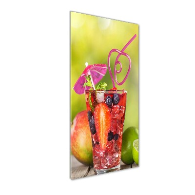 Cuadro de cristal moderno efecto brillo vertical Cóctel de frutas