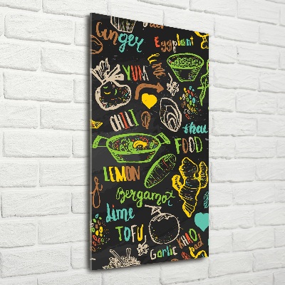 Fotocuadro de cristal elegante para hogar vertical platos tailandeses