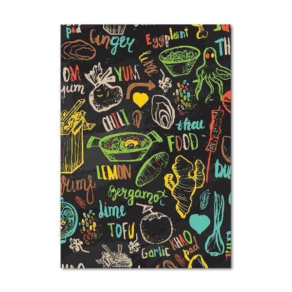 Fotocuadro de cristal elegante para hogar vertical platos tailandeses