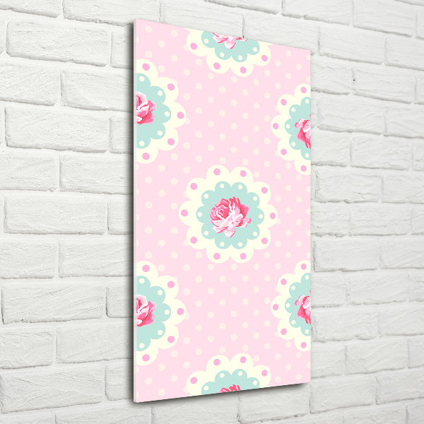 Fotocuadro de cristal elegante para hogar vertical Rosas