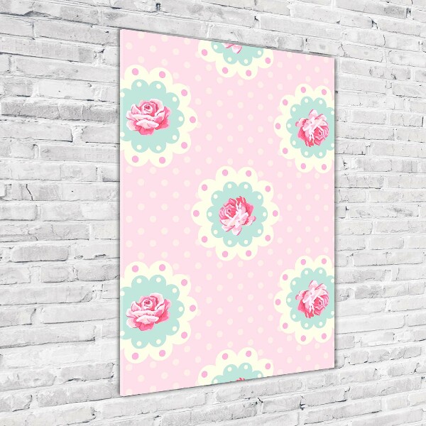 Fotocuadro de cristal elegante para hogar vertical Rosas