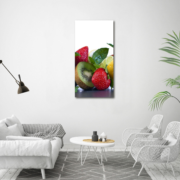 Cuadro decorativo en cristal con canto pulido vertical Fruta