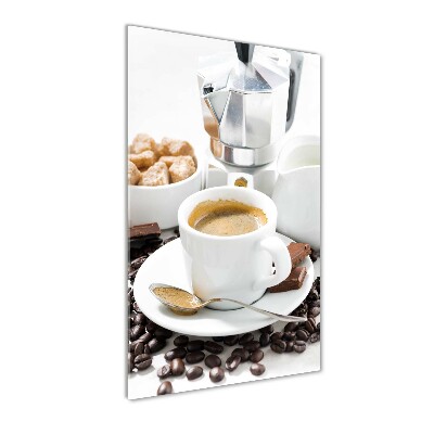 Cuadro de cristal moderno efecto brillo vertical Una taza de café