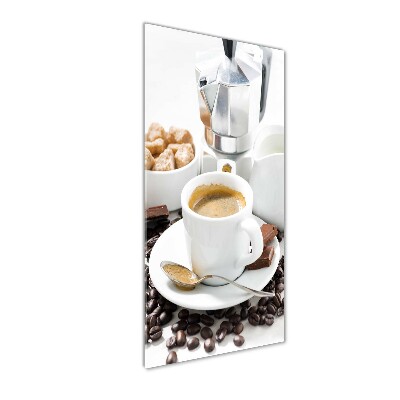 Cuadro de cristal moderno efecto brillo vertical Una taza de café
