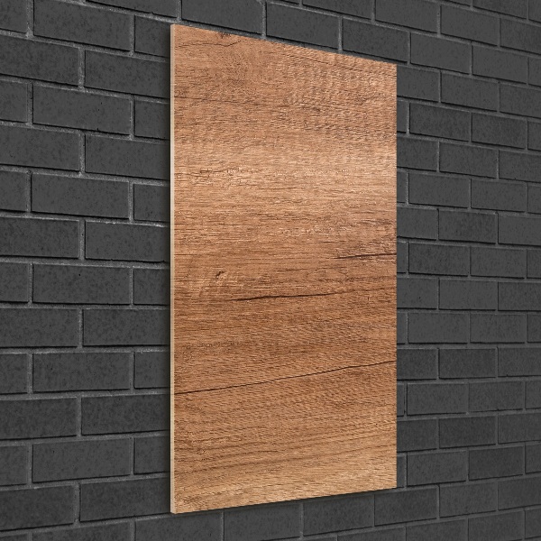 Cuadro de cristal moderno efecto brillo vertical Fondo de madera