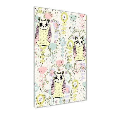 Cuadro de vidrio templado 4mm para pared vertical Búhos