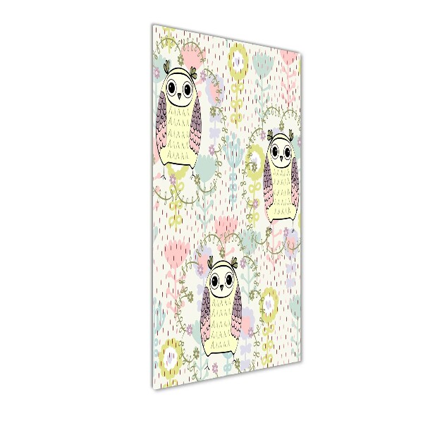 Cuadro de vidrio templado 4mm para pared vertical Búhos