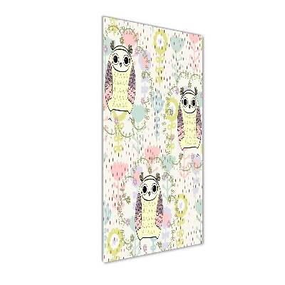 Cuadro de vidrio templado 4mm para pared vertical Búhos