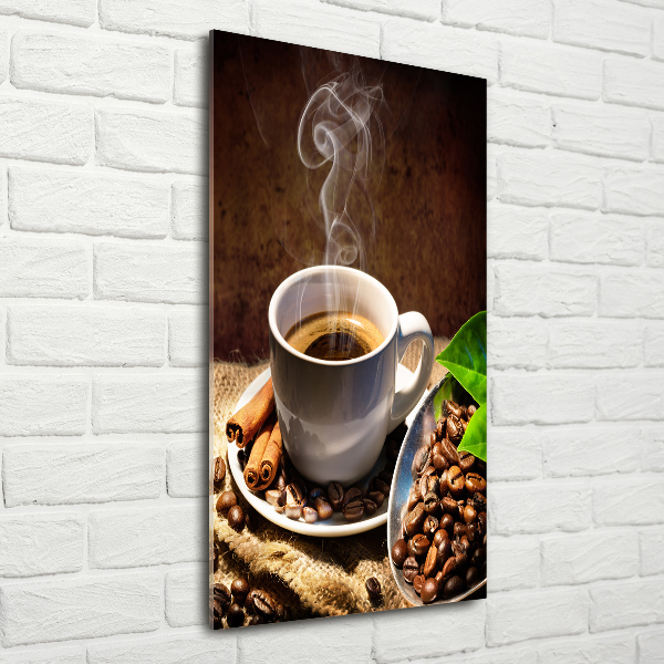 Cuadro de vidrio templado 4mm para pared vertical Una taza de café