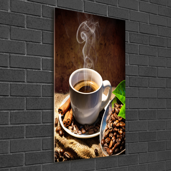 Cuadro de vidrio templado 4mm para pared vertical Una taza de café