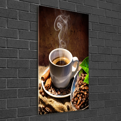 Cuadro de vidrio templado 4mm para pared vertical Una taza de café