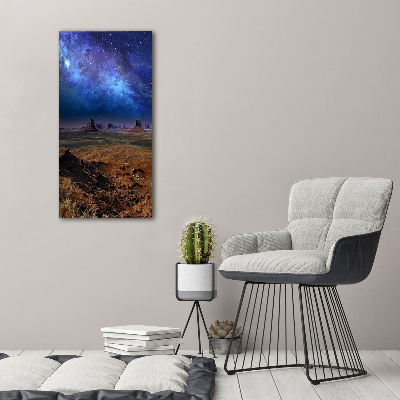 Cuadro decorativo en cristal con canto pulido vertical Cielo estrellado