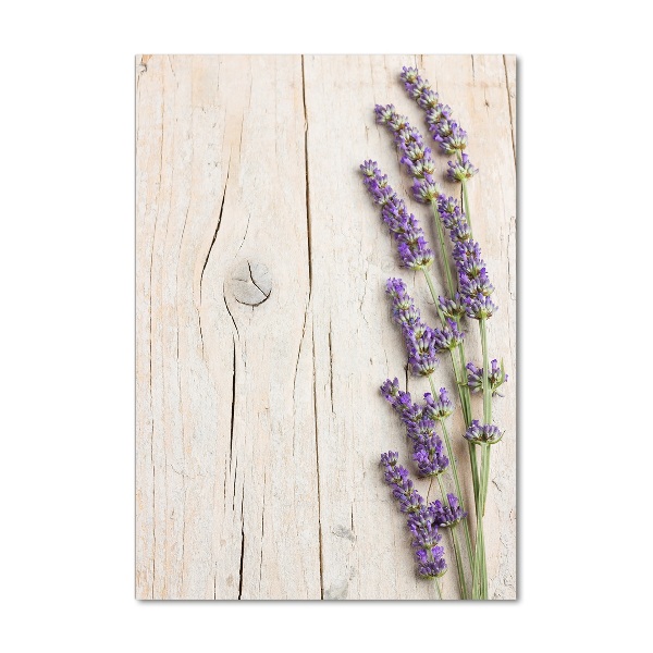 Cuadro de vidrio templado 4mm para pared vertical Lavanda sobre madera