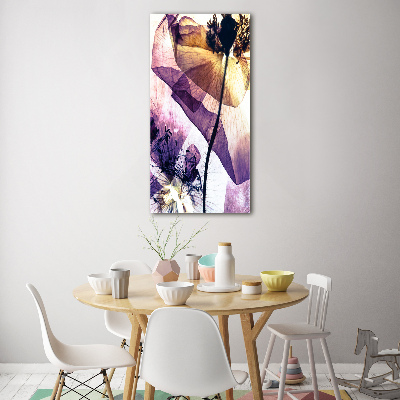 Cuadro decorativo en cristal con canto pulido vertical Amapolas