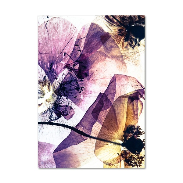 Cuadro decorativo en cristal con canto pulido vertical Amapolas