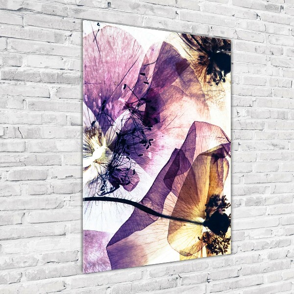 Cuadro decorativo en cristal con canto pulido vertical Amapolas