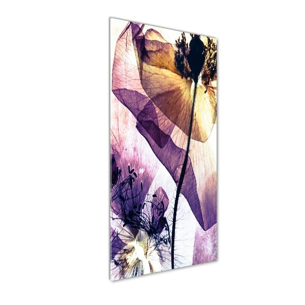 Cuadro decorativo en cristal con canto pulido vertical Amapolas
