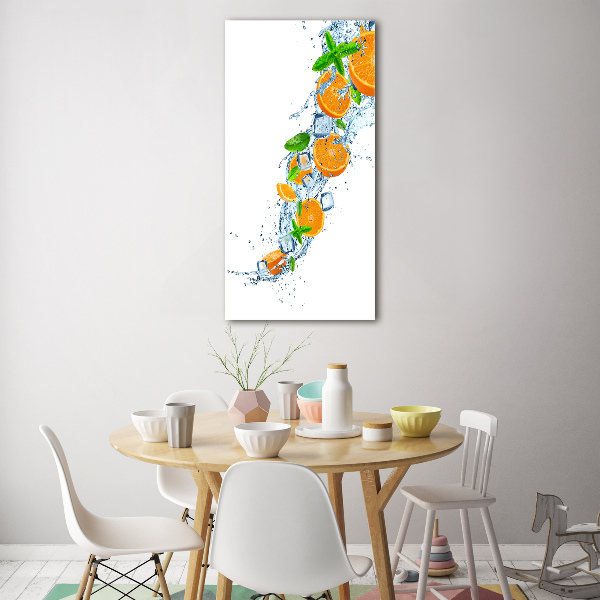 Cuadro decorativo en cristal con canto pulido vertical Naranjas