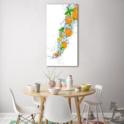 Cuadro decorativo en cristal con canto pulido vertical Naranjas