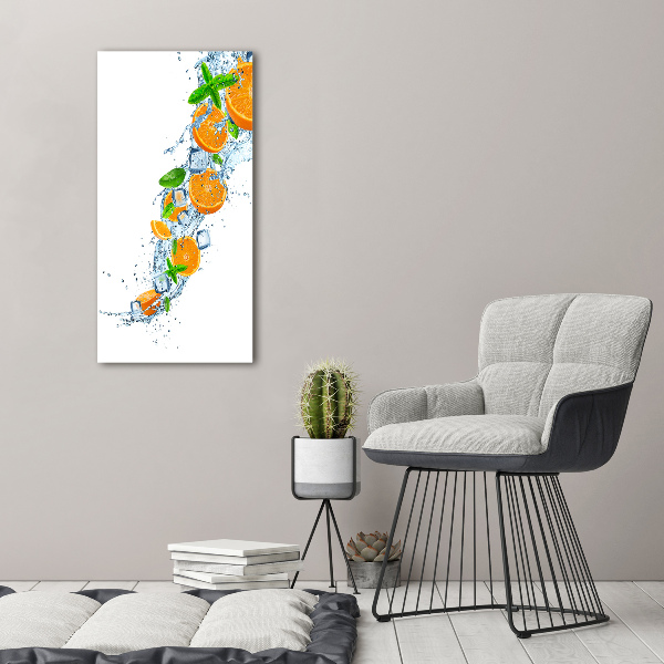 Cuadro decorativo en cristal con canto pulido vertical Naranjas