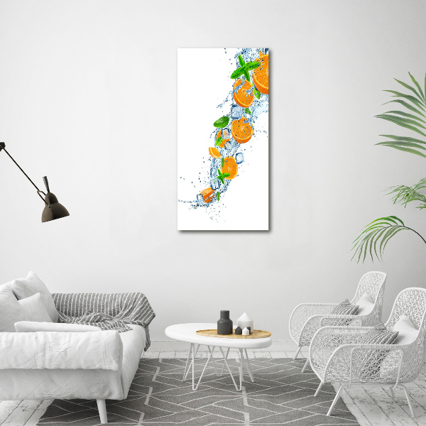 Cuadro decorativo en cristal con canto pulido vertical Naranjas