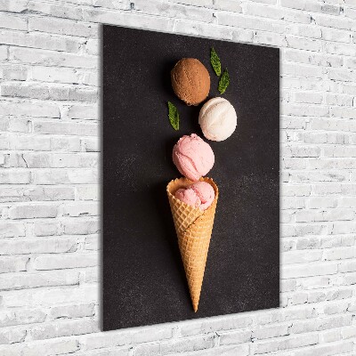 Cuadro de vidrio templado 4mm para pared vertical Helado en cono de waffle
