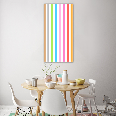 Fotocuadro de cristal elegante para hogar vertical Rayas de colores