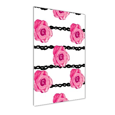 Fotocuadro de cristal elegante para hogar vertical Rosas