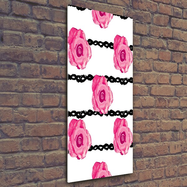 Fotocuadro de cristal elegante para hogar vertical Rosas