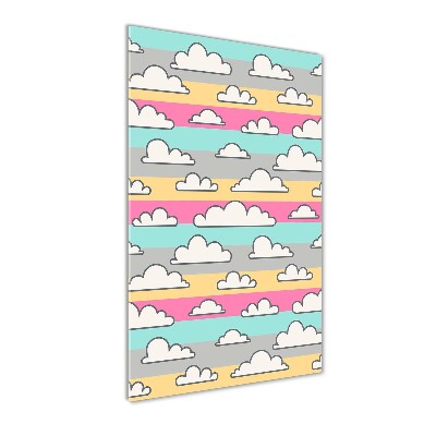 Cuadro de cristal moderno efecto brillo vertical Fondo de nubes de colores