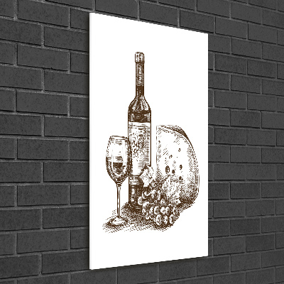 Fotocuadro de cristal elegante para hogar vertical Vino y aperitivos