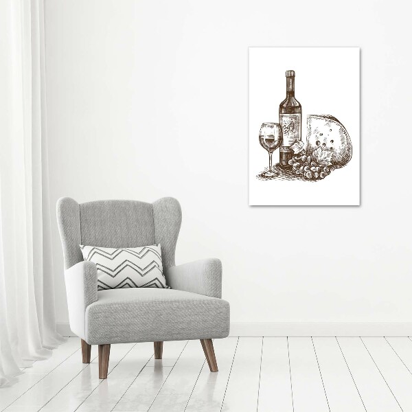 Fotocuadro de cristal elegante para hogar vertical Vino y aperitivos