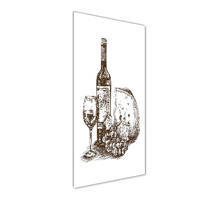 Fotocuadro de cristal elegante para hogar vertical Vino y aperitivos