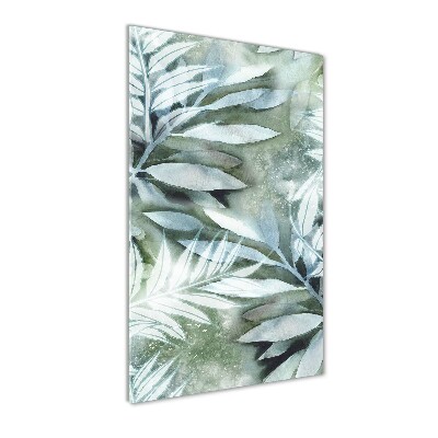 Cuadro de cristal moderno efecto brillo vertical Hojas