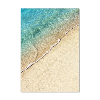Cuadro decorativo en cristal con canto pulido vertical Ola del mar