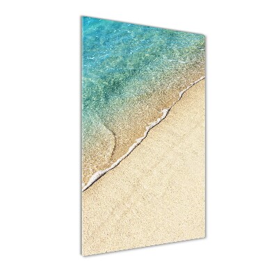 Cuadro decorativo en cristal con canto pulido vertical Ola del mar