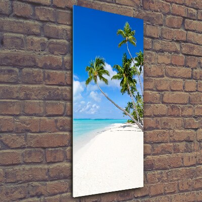 Cuadro de cristal moderno efecto brillo vertical Playa tropical