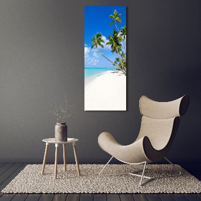 Cuadro de cristal moderno efecto brillo vertical Playa tropical