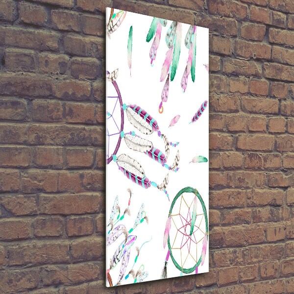 Cuadro de cristal moderno efecto brillo vertical Atrapasueños