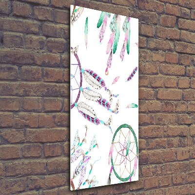 Cuadro de cristal moderno efecto brillo vertical Atrapasueños