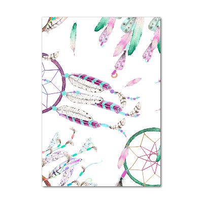 Cuadro de cristal moderno efecto brillo vertical Atrapasueños