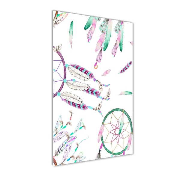 Cuadro de cristal moderno efecto brillo vertical Atrapasueños